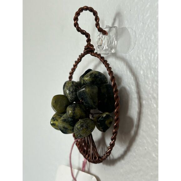 Handmade Copper and Serpentine Crystal Tree of life 3.5x2” Wall Decor - Picture 3 of 5